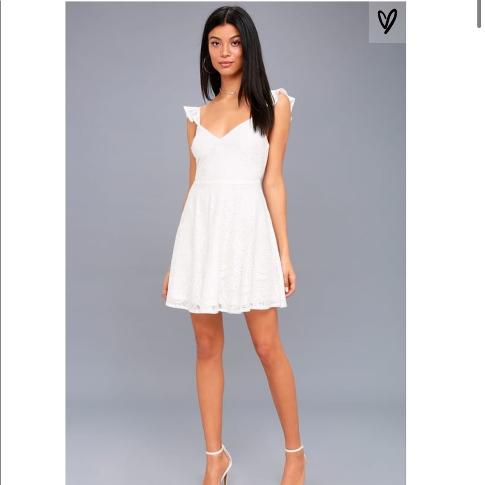 Lulus NWT White Lace Backless Skater Dres Sz XL